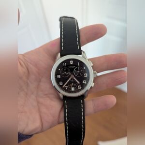 Men's Victorinox Black and Silver Chronograph Watch